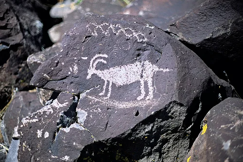 Ancient petroglyphs at Lagomarsino Canyon in Nevada's Great Basin Desert